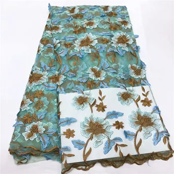 

Popular flower embroidery French net lace fabric nice tulle lace material JNZ407(5yards/lot)