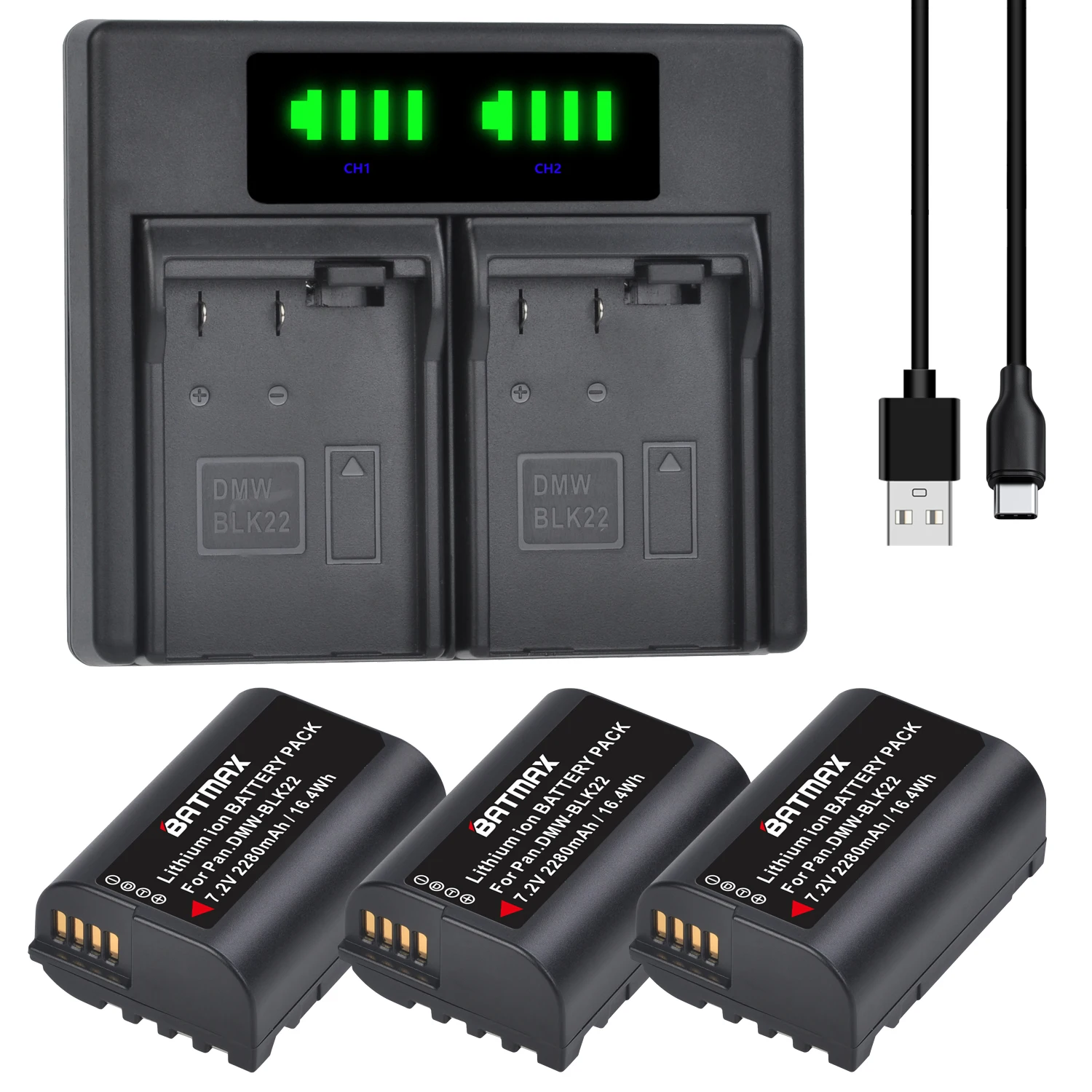 High-Capacity 4-Pack 2280mAh Rechargeable Batteries with LED Dual Charger