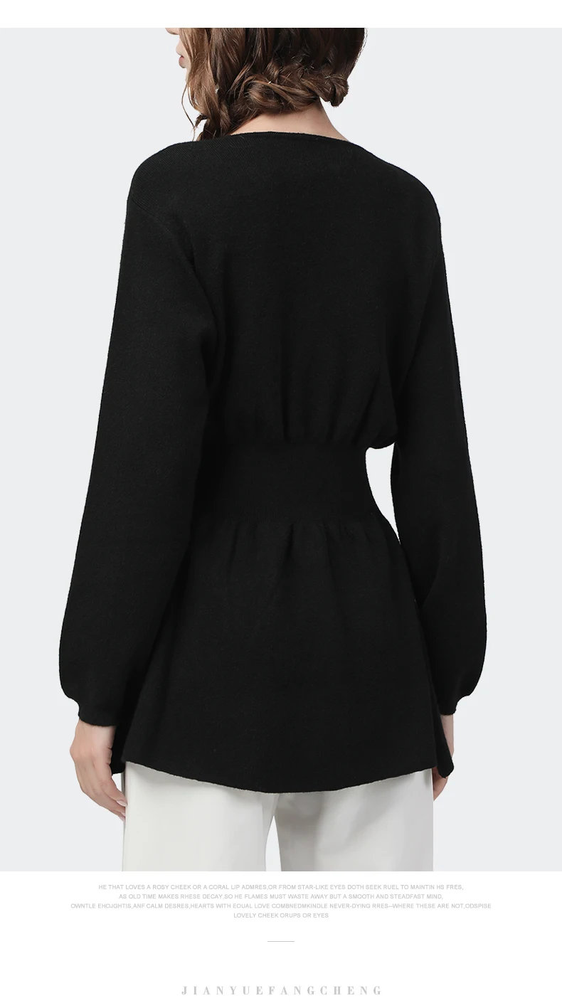preto knitted camisola outwear pérolas cruzadas botão-para