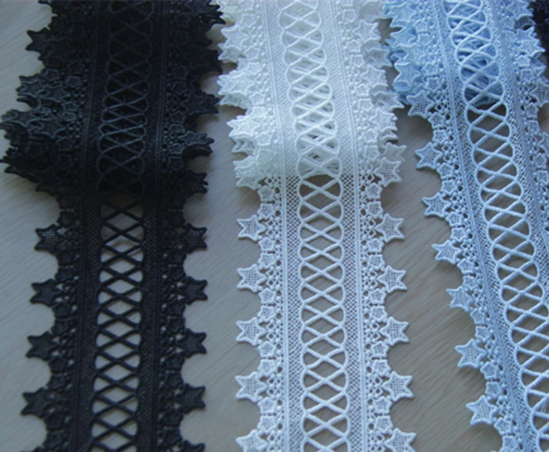 

10Yards White Black Navy Lace Ribbon Fabric Polyester Garment Clothes Accessories Water Soluble Lace Trimmings 8cm Width