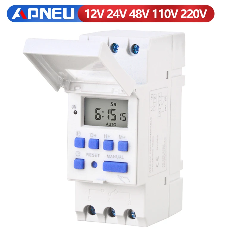 

Electronic Weekly 7 Days Programmable Digital TIME SWITCH Relay Timer Control AC 220V 230V 12V 24V 48V 16A Din Rail Mount THC15A
