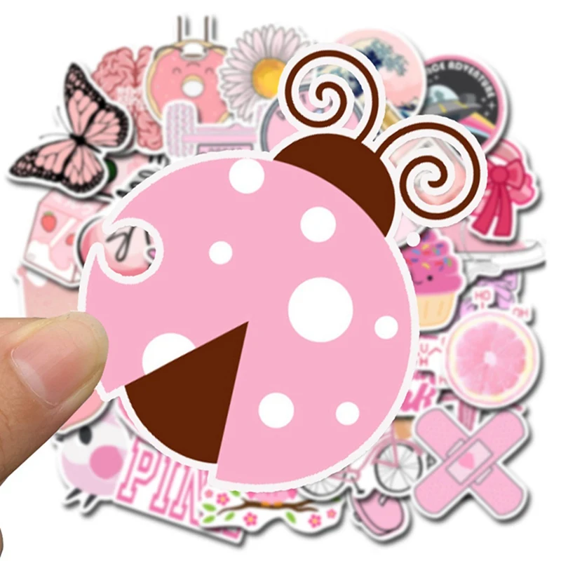 50 шт. ПВХ водонепроницаемые девушки Kawaii розовые забавные стикерные игрушки багажные наклейки s для чемодана и мотора автомобиля модные наклейки для ноутбука s
