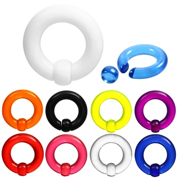 

2pcs/lot Acrylic BCR Big Large Size Captive Bead Ring Ear Tunnel Plug Expander Gauges Nose Septum Ring Earrings Piercing Jewelry