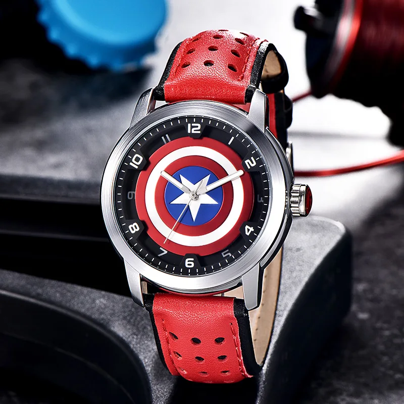 Disney MARVEL Мстители Капитан Америка мужские модные крутые спортивные часы с