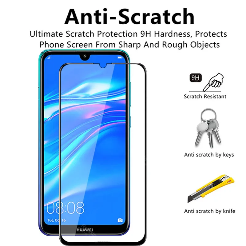 2 шт. закаленное стекло для huawei y7 pro 2019 flim hauweii y 7pro 7 Защитная безопасная стеклянная