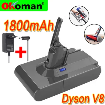 

Dyson V8 battery 1800mAh 21.6V Li-ion Battery for dyson dc62 battery DC58 DC59 DC61 DC74 SV09 Vacuum Cleaner Battery + charger