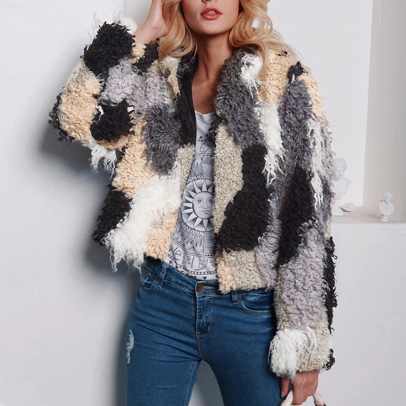 

Women Faux Fur Coat Windproof Warm Coat 2019 Autumn Winter Warm Jacket Ladies Shaggy Hiking Jacket Fashion Long Sleeve Outwear