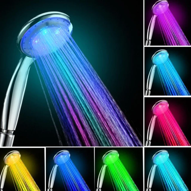 1 Pommeau De Douche Led À 7 Couleurs Changeantes, Pulvérisateur De Douche À  Effet De Pluie Led, Changement De Couleur Automatique, Pomme De Douche À  Économie Deau Pour Salle De Bain, Lumière