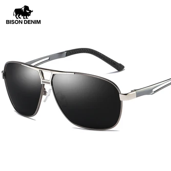 

BISON DENIM Alloy Frame Classic Driver Travel Men Sunglasses Polarized Polarized UV400 Mirro Lenses Sunglasses for Male Y9547