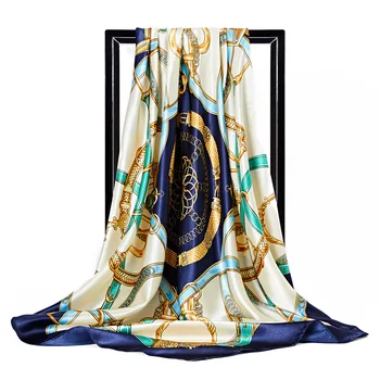 

2020 Luxury Brand 90CM Bandana Real Fabrics Silk Scarves Printed Scarf WOMEN chiffon hijab infinity blanket poncho
