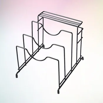 

Iron Art Kitchen Dish Pot Lid Drying Rack Multipurpose Drainer Dryer Tray Tableware Cutting Board Holder Organizer (Black)