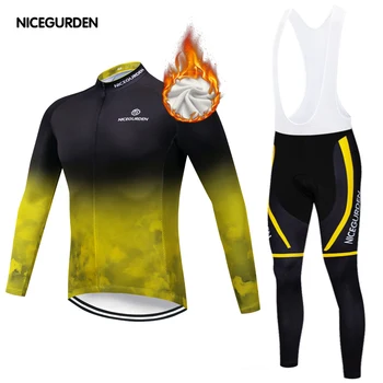 

2020 new cycling jersey long-sleeved suit men's road team uniform jersey autumn and winter plus velvet thick warm cycling shirt