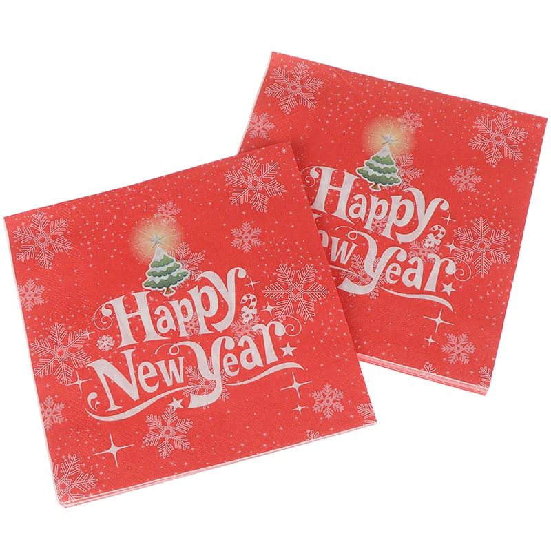20PCS/set Happy New year Disposable paper napkin decor Party paper Napkin Supplies Decor 33x33cm