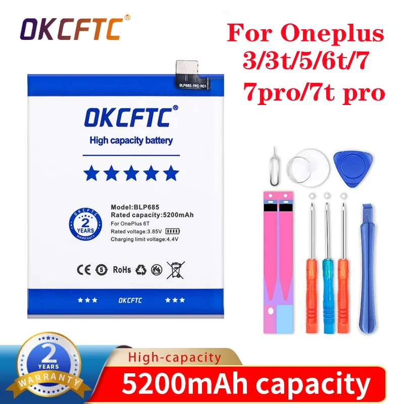 OKCFTC High capacity Battery For OnePlus 3 3T 5 5T 6 6T 7 Pro 7T BLP613 BLP633 BLP637 BLP685 BLP699 745 Phone | Мобильные телефоны