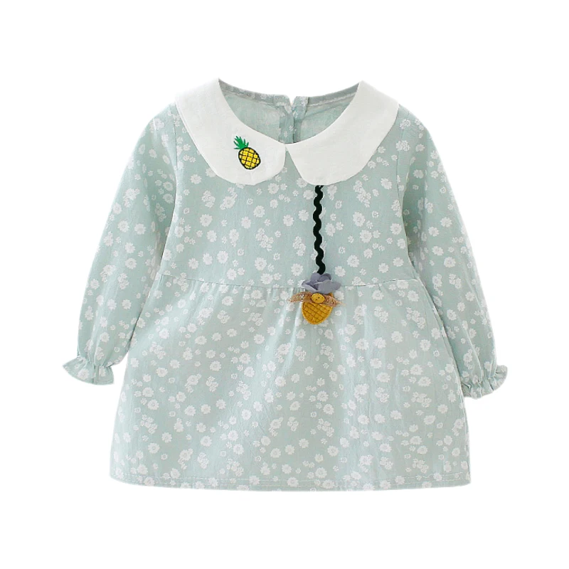 

New Baby Girl Dress 0-3T Cute Baby Girl Clothes Toddler Floral Print Girls Dresses Fashion Pineapple Pattern Embroidery Dresses
