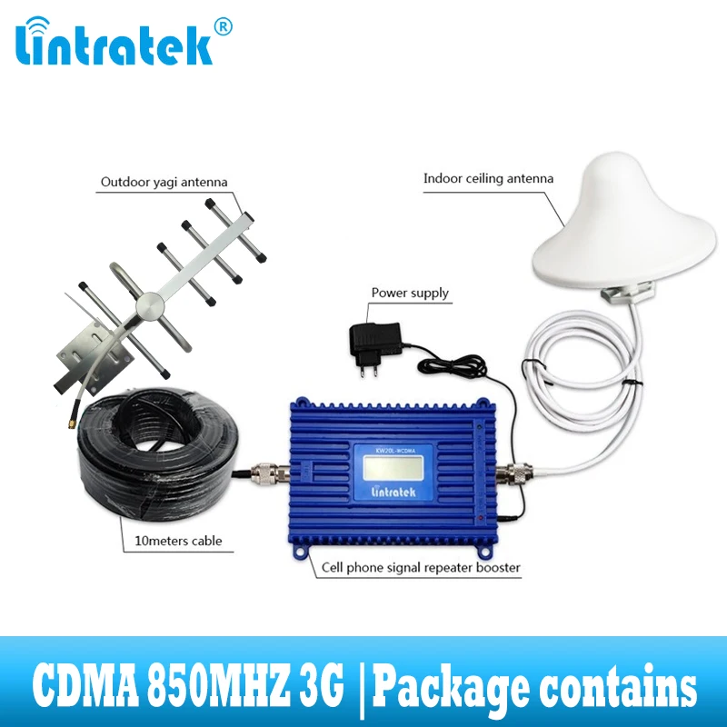 Lintratek GSM CDMA 850 МГц 3g усилитель сигнала Ретранслятор Мобильный телефон стандарта CDMA 850 Усилитель сигнала Усилитель+ Yagi антенна полоса 5