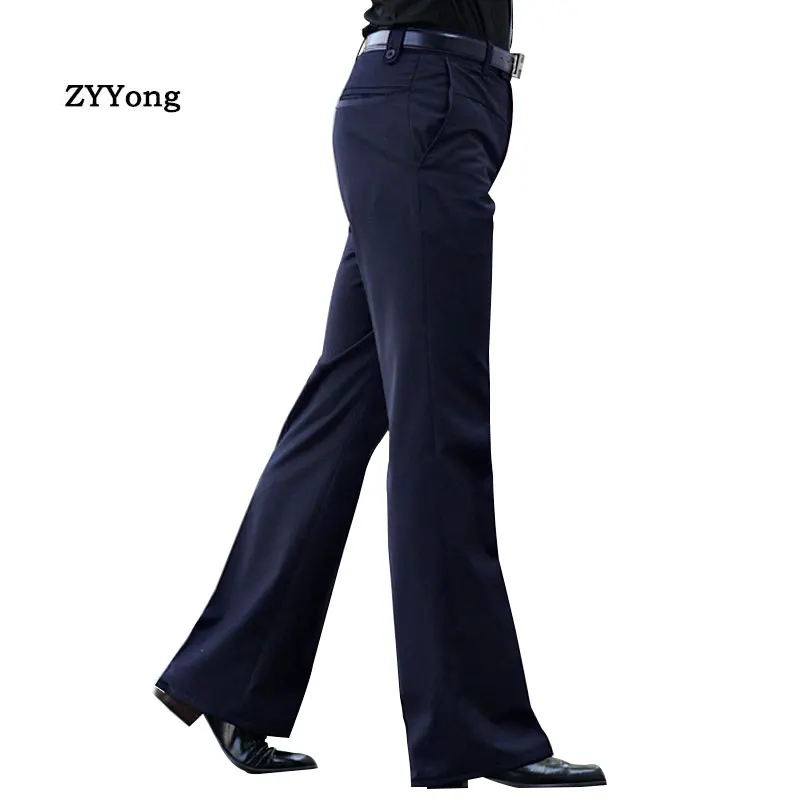 

Spring New Flared Boot Cut Trousers Men's Business Casual Slim Black Suit Pants Large Size 37