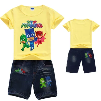 

PJ Masks Pajama Children Clothing Set Miki T-Shirt Short jean shorts Sports suit Summer Tracksuit Casual Outfits Boy Clothes Set