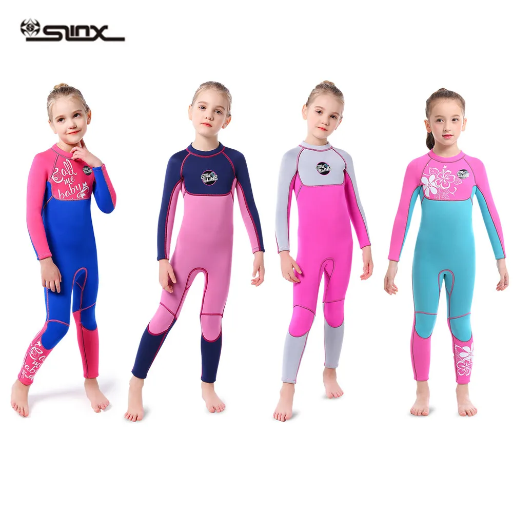 3MM neoprene Wetsuit for girls diving suit thick Cold-proof Sun-proof wetsuit one-piece set children Surfing snorkeling swimwear