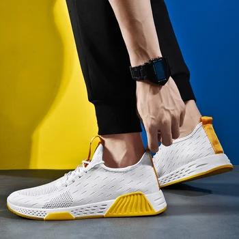 

casual deporte walking Breathable black mens de para on shoe 2020 knitting man mesh solid sneaker fashion athletic Sneakers hot