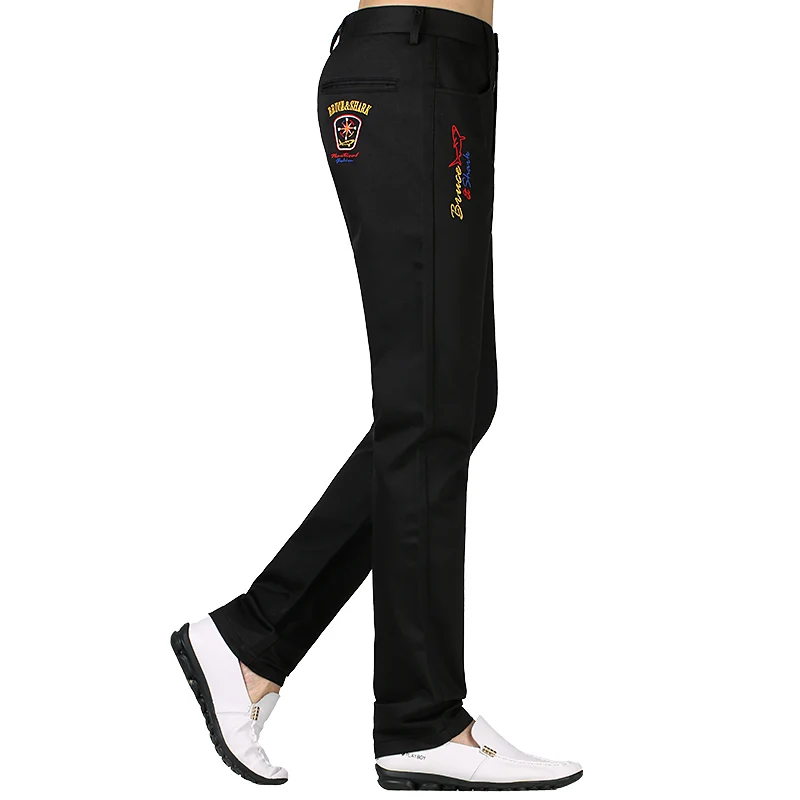 Blog Winter Pants Men Classic Casual Elastic Long Trousers Male Cotton straight embroidery warm Work Pant thick men's size 28-42