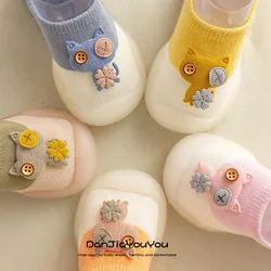 Calcetines de algodón antideslizantes con dibujos animados para bebés y niños, medias Unisex con estampado de animales, primeros zapatos para recién nacidos de 0 a 3 años