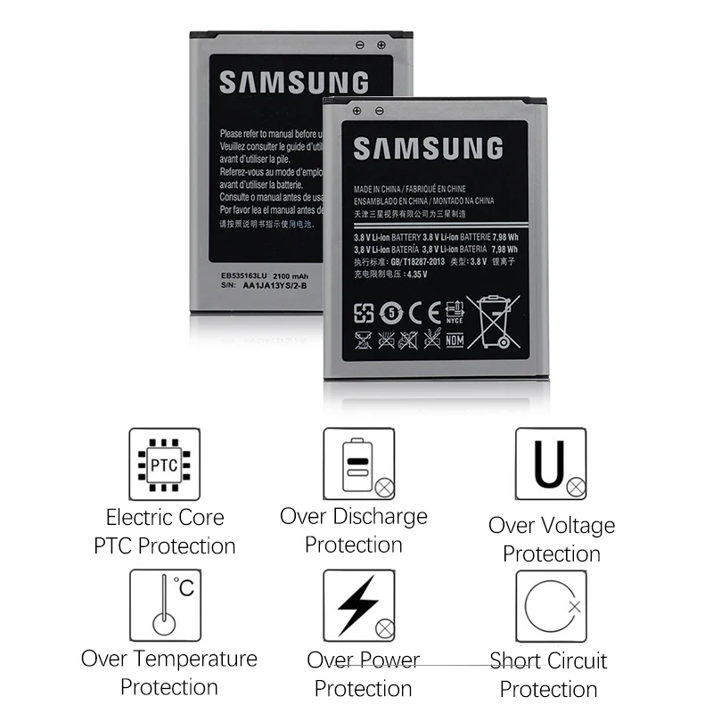 Оригинальная батарея для samsung Galaxy Grand Duos i9080 i9082 батарея EB535163LU 2100 мАч полная емкость