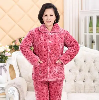 Пижамы среднего возраста, зимнее теплое пальто, костюм, хлопок, большой размер, разноцветные хлопковые зимние пижамы, зимняя Домашняя одежда A923 - Цвет: Maple Leaf