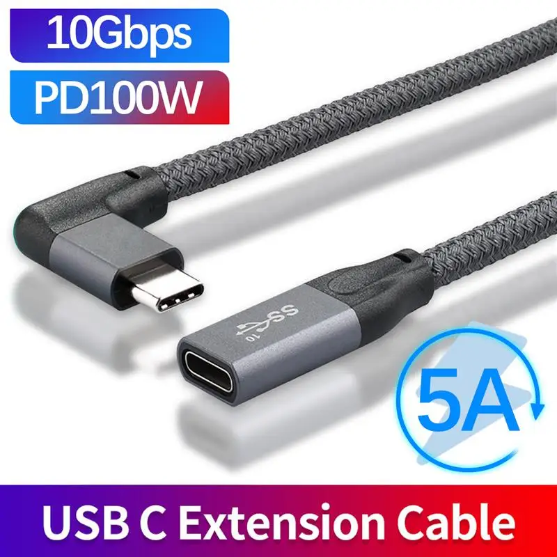 Удлинительный кабель USB Type-C 0 5 м с изгибом 100 Вт PD А 4K при 60 Гц 3.1 10 Гбит/с для MacBook Pro