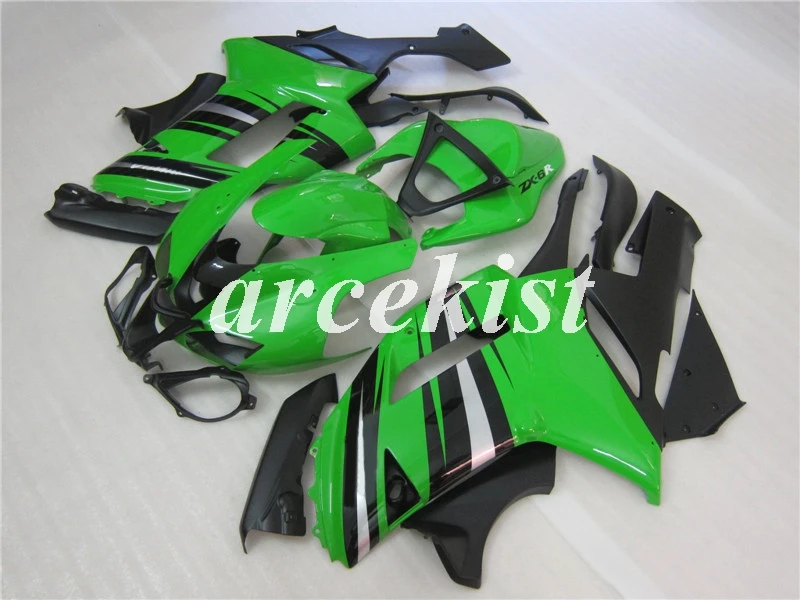 4 подарки ABS Обтекатели комплект подходит для kawasaki Ninja ZX6R 636 2007 2008 07 08 6R ZX-6R Кузов Набор зеленый черный Лидер продаж