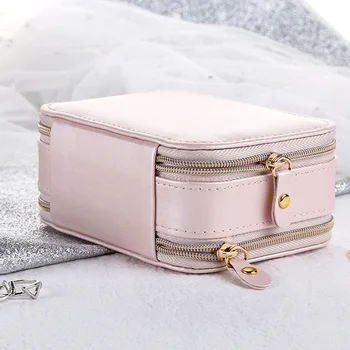 

PU Leather Jewelry Holder Travel Jewelry Rings Earrings Display Storage Case Box Organizer with Mirror