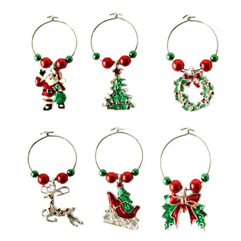 Abalorios De Decoración Para Copas De Vino De Navidad, Marcador De Fita, 20 Piezas De Vacacion, Copa De Año Nuevo Para Copas De Vino, Colgant, Anilla De Metal De Decoración - AliExprs