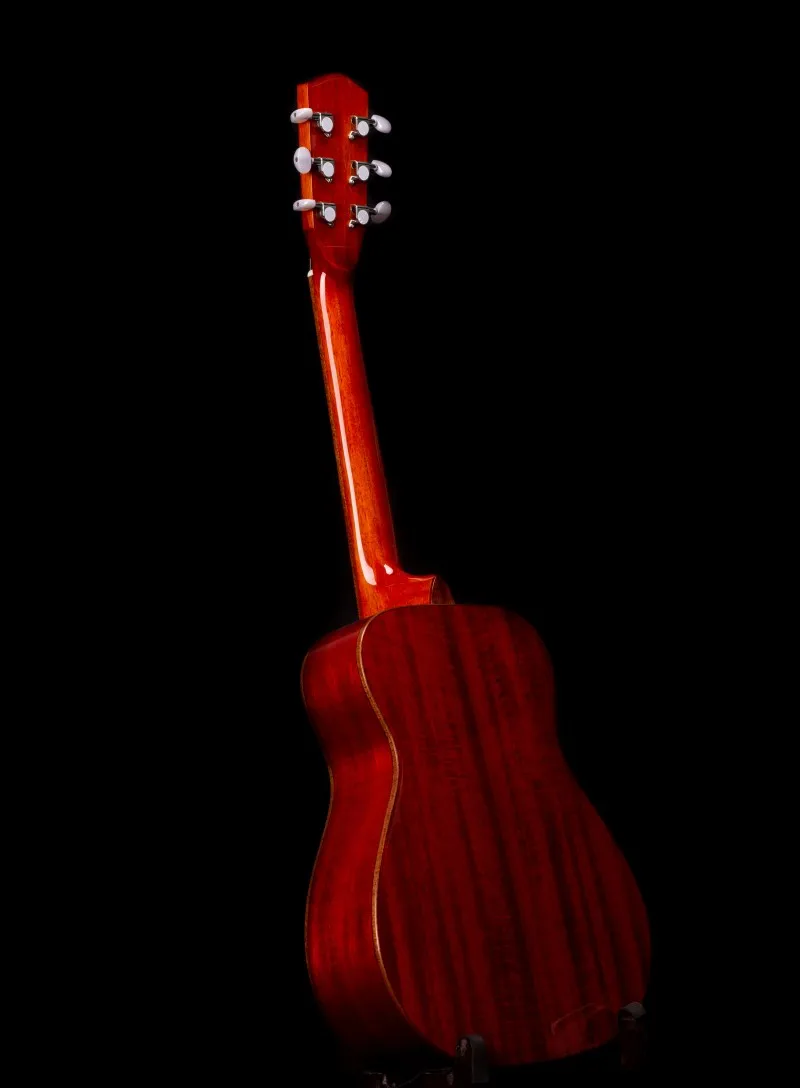 In stock, good quality, 34 inch 6 strings acoustic guitar, solid wood top, cherry blossom inlay, sakura