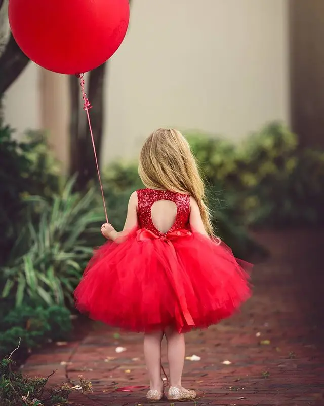 Kids Baby Girl Princess Dress Outfits Red Out Tutu Party Gown Back Ball Tulle Pink Dresses Hollow Formal Dress