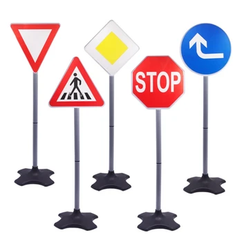 

5Pcs Simulation Traffic Instruction Street Sign Children's Educational Toys City Kindergarten Cognitive Safety Road Sign