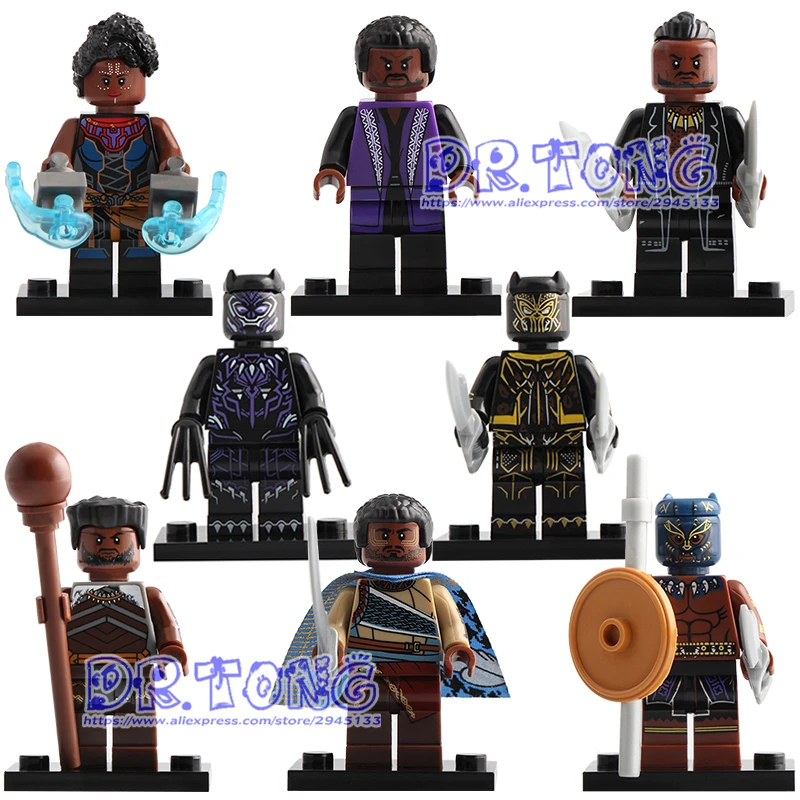 

50pcs Super Heroes Black Panther M'baku Shuri Eric Killmonger W'kabi Building Blocks Collection Toys for children X0191
