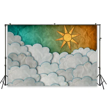 

HuaYi Wonderful Photography Sun White Clounds Decoration Oil Paniting Background Backdrops Baby Shower Photoshoot D-5028