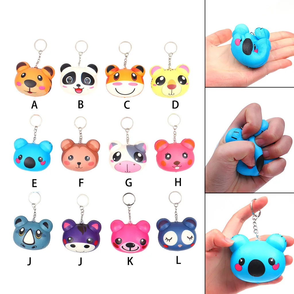 Mini Adorable Bear Slow Rising Kids Fun Toy Stress Reliever Gift Backpack Accessories Decorations lanyard keychain gadgets #A