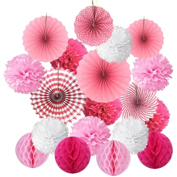 

Hanging Paper Electric Fan Cover Wrapping Paper Flower Fan And Honeycomb Ball Suitable For Birthday Baby Shower Wedding Holiday
