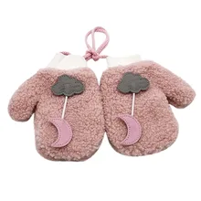 Зимние перчатки для девочек с героями мультфильмов; Милые варежки с рисунком Луны и облаков; теплые варежки