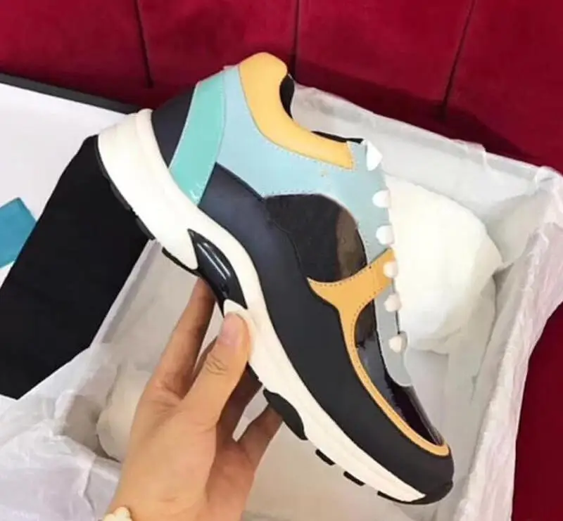 

2019 Top Luxury Designer Mix Color Leather Leisure Shoes Walking Sneakers Outdoor Shoes For Men Women Size 36-45 Free Shipping