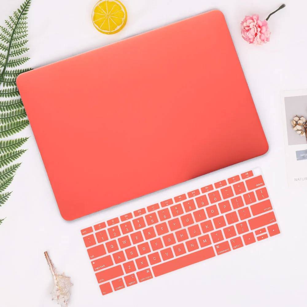 Матовый чехол для ноутбука Apple MacBook Air 13 дюймов Чехол A1932 Pro retina 13 15 чехол для сенсорной панели A2159 A1989 чехол для клавиатуры - Цвет: Coral Orange