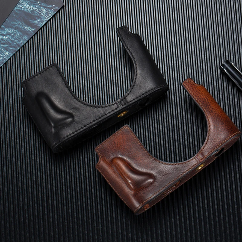 Borsa Per Fotocamera Vintage Retrò In Vera Pelle Borsa A Mano Mezza Copertura Per Leica Q Tipo 116 Leica Q2 Q2 Monochrom