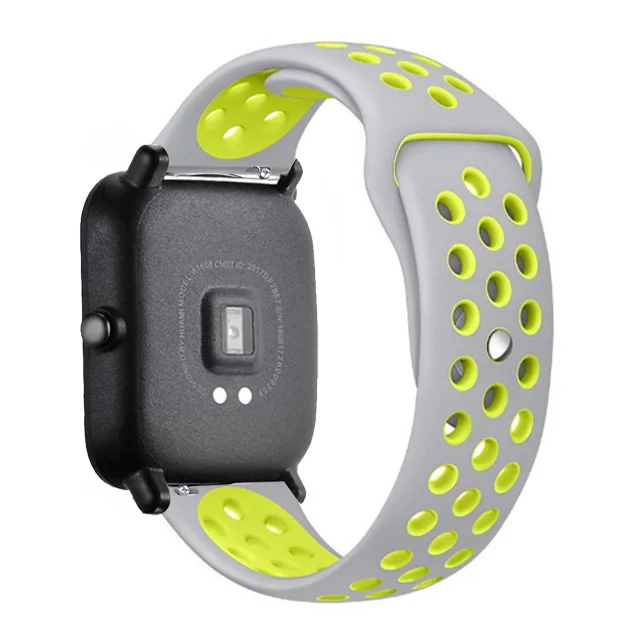 20mm/22mm Silicone band For Amazfit GTS 3/Pro/2/2e Mini/GTR 3 42mm/47mm/GTR2/stratos 2/3 Sport Watch Bracelet Amazfit bip strap gray-yellow
