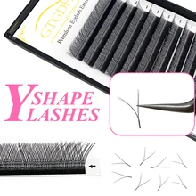 

12 Rows Lashes YY Shape Premade Volume Fans Eyelash Extensions Cilios 8-14mm Two Tip Individual lashes For YY Eyelash Extensions