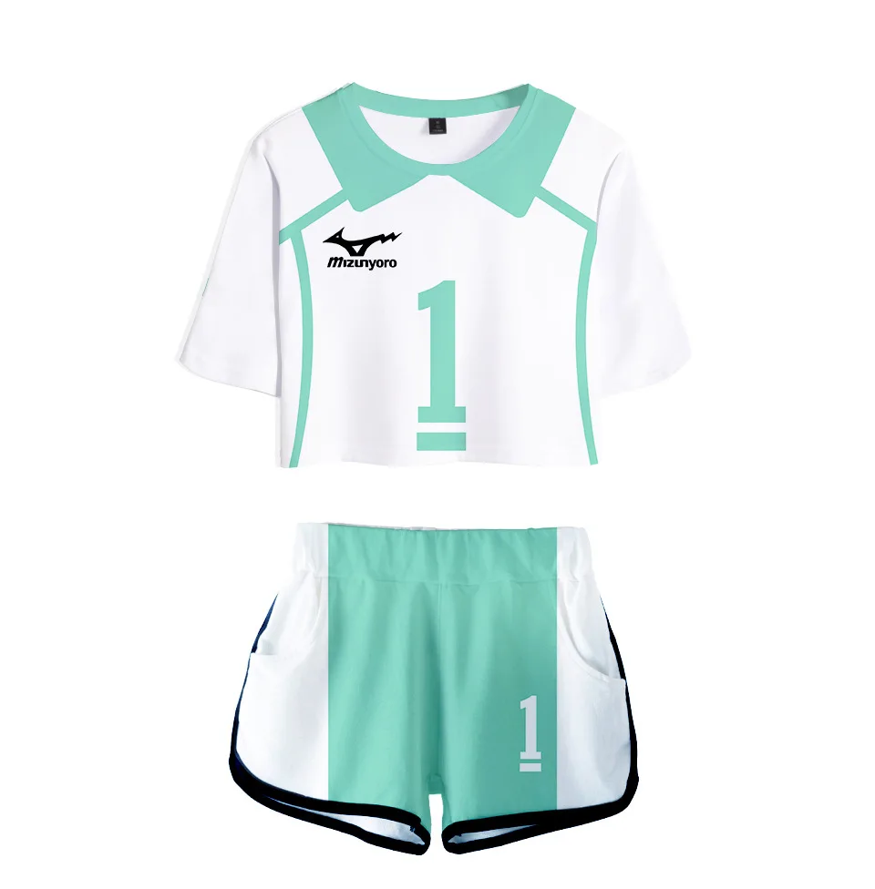 Женский спортивный костюм из двух предметов топ и шорты в стиле Аниме Haikyuu Cosplay