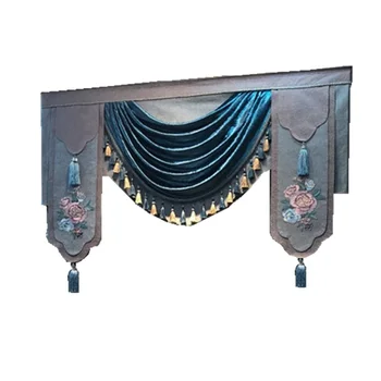 

For Living Room Luxury Embroidery Fabric Pelmet For Villa customize valance superior quality canopy