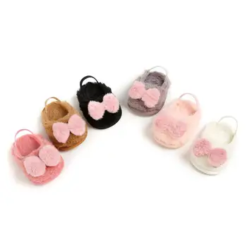 

Winter Newborn Shoes Infant Baby Girls Crib Shoes Soft Sole First Walker Bow Prewalkers 0-1years