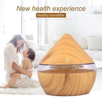 

Air Purifier 300ML Ultrasonic Aroma Diffuser Air Humidifier Wood Grain Colorful Light Essential Oil Purifier for Home