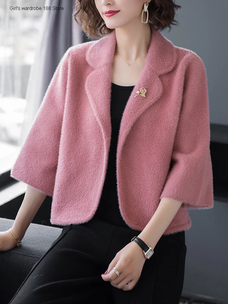 Новинка весны 2020 свитер короткий кардиган из меха норки накидка шаль небольшое